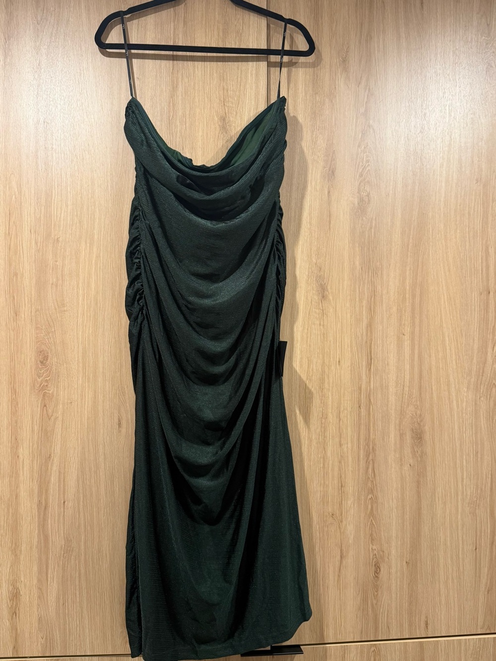 Lulu's Forest Green Draped Cowl Slip Dress